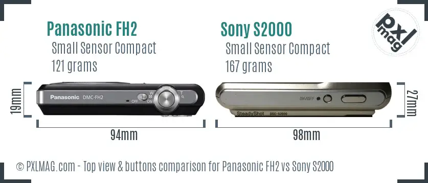 Panasonic FH2 vs Sony S2000 top view buttons comparison