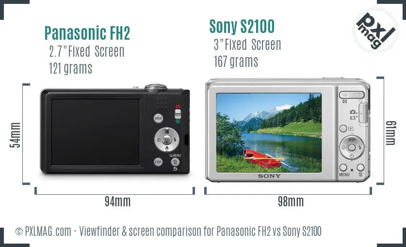 Panasonic FH2 vs Sony S2100 Screen and Viewfinder comparison