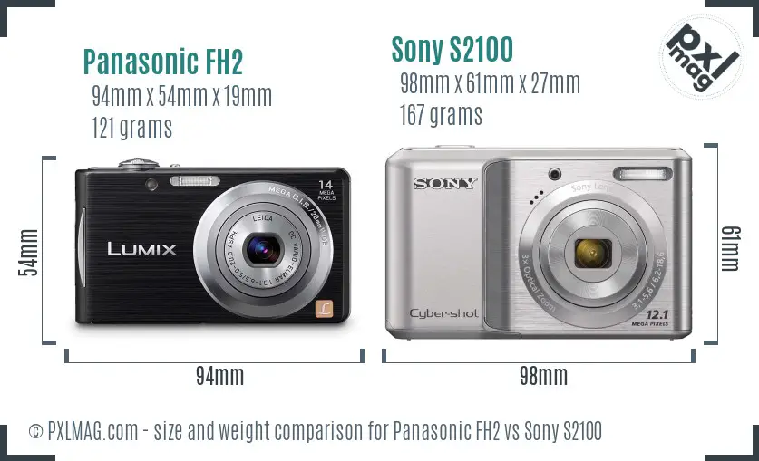 Panasonic FH2 vs Sony S2100 size comparison