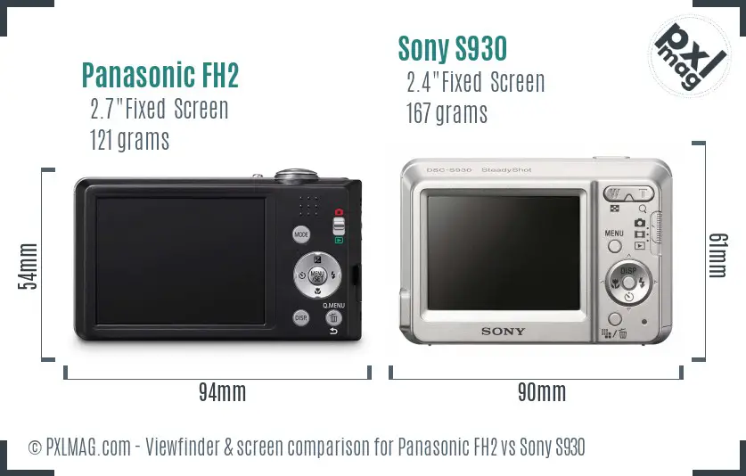 Panasonic FH2 vs Sony S930 Screen and Viewfinder comparison