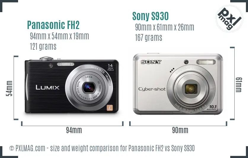 Panasonic FH2 vs Sony S930 size comparison