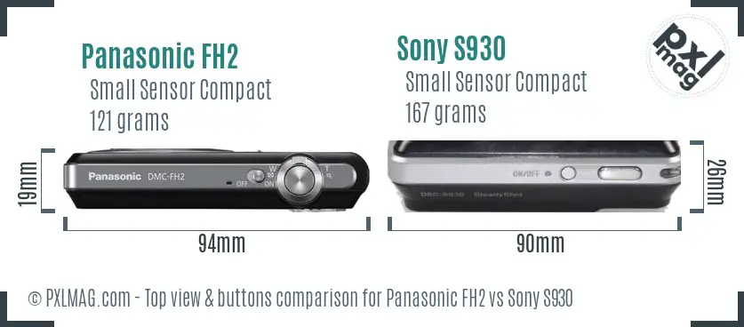 Panasonic FH2 vs Sony S930 top view buttons comparison