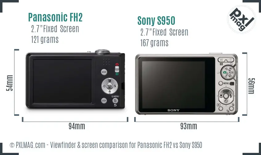 Panasonic FH2 vs Sony S950 Screen and Viewfinder comparison
