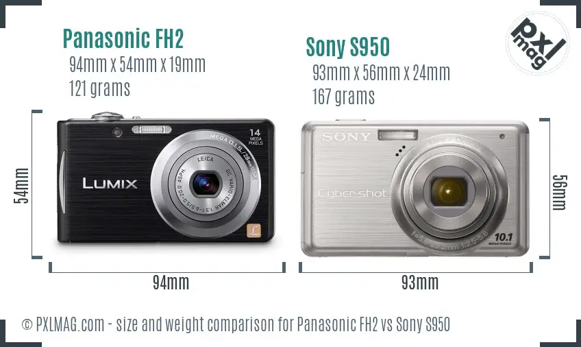 Panasonic FH2 vs Sony S950 size comparison