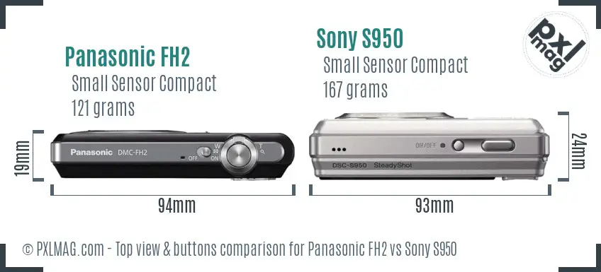 Panasonic FH2 vs Sony S950 top view buttons comparison
