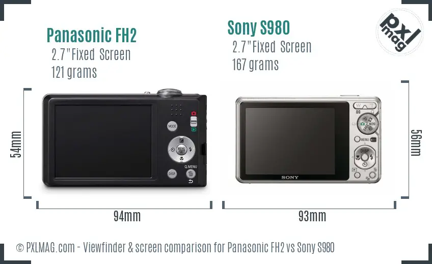 Panasonic FH2 vs Sony S980 Screen and Viewfinder comparison