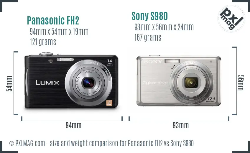 Panasonic FH2 vs Sony S980 size comparison