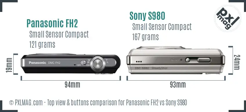 Panasonic FH2 vs Sony S980 top view buttons comparison