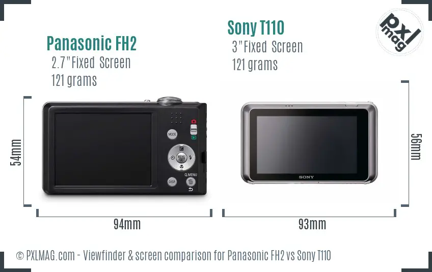 Panasonic FH2 vs Sony T110 Screen and Viewfinder comparison