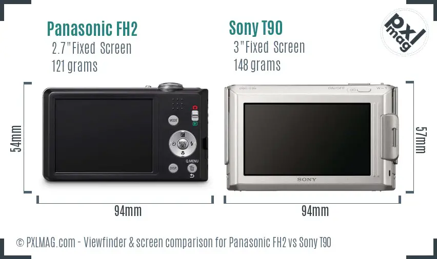 Panasonic FH2 vs Sony T90 Screen and Viewfinder comparison