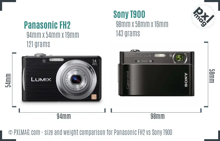 Panasonic FH2 vs Sony T900 size comparison