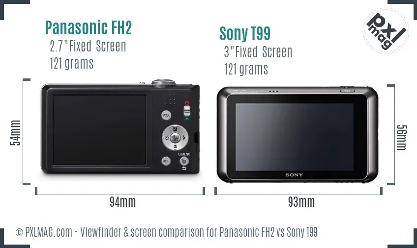 Panasonic FH2 vs Sony T99 Screen and Viewfinder comparison