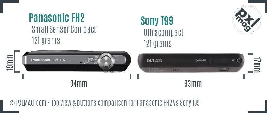 Panasonic FH2 vs Sony T99 top view buttons comparison