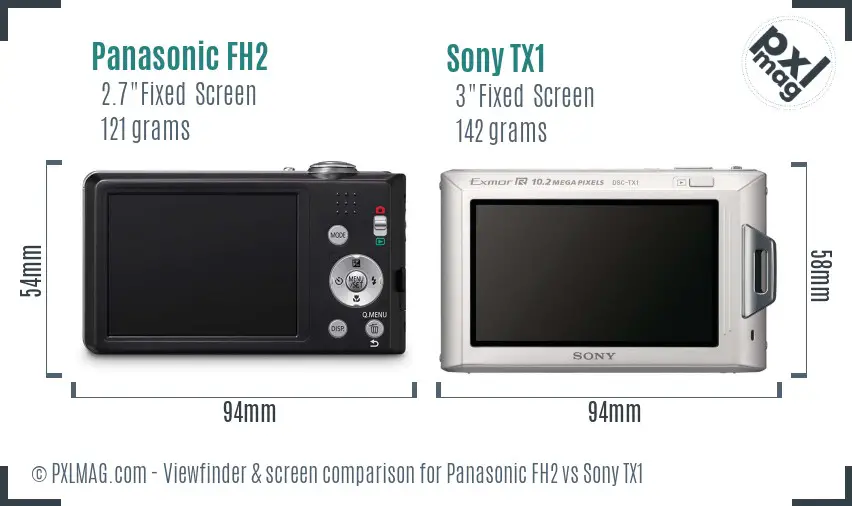 Panasonic FH2 vs Sony TX1 Screen and Viewfinder comparison