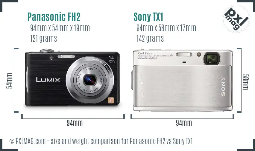 Panasonic FH2 vs Sony TX1 size comparison