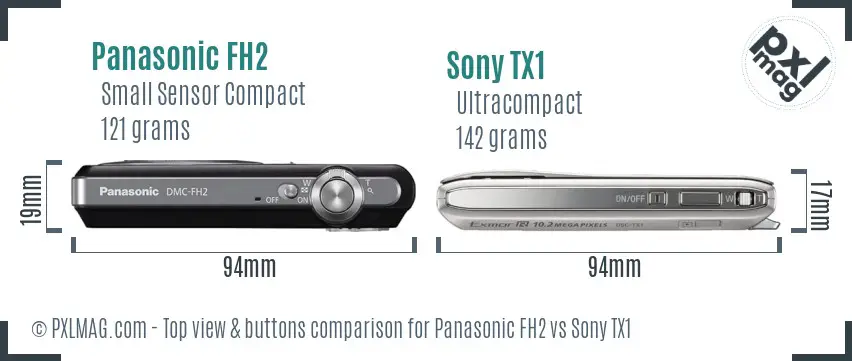 Panasonic FH2 vs Sony TX1 top view buttons comparison