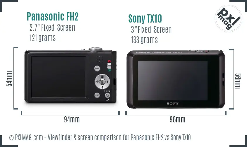 Panasonic FH2 vs Sony TX10 Screen and Viewfinder comparison