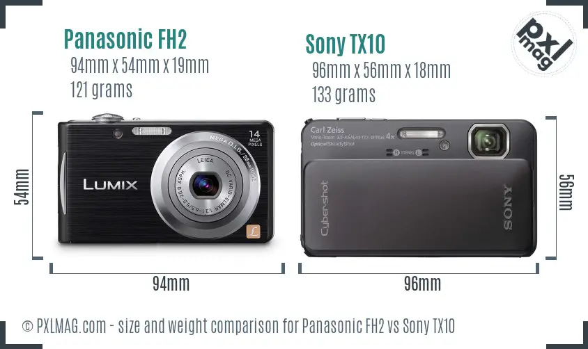 Panasonic FH2 vs Sony TX10 size comparison