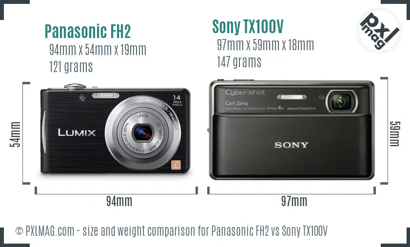 Panasonic FH2 vs Sony TX100V size comparison