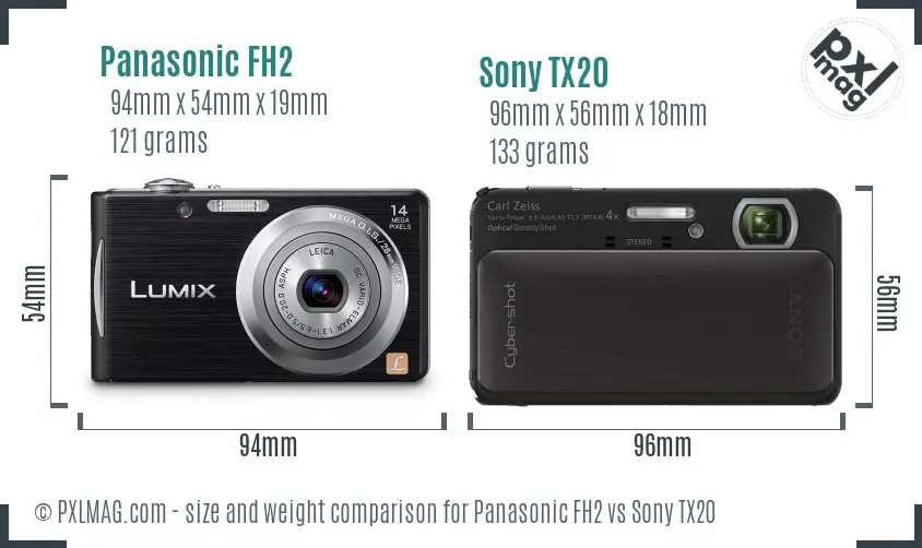 Panasonic FH2 vs Sony TX20 size comparison