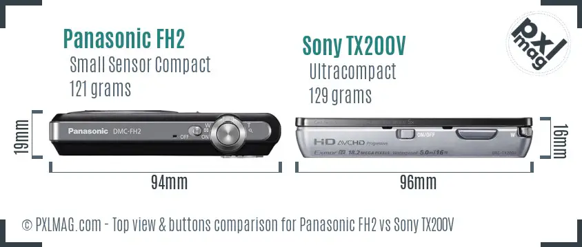 Panasonic FH2 vs Sony TX200V top view buttons comparison