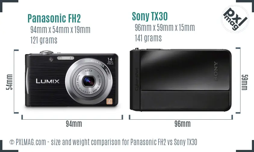 Panasonic FH2 vs Sony TX30 size comparison