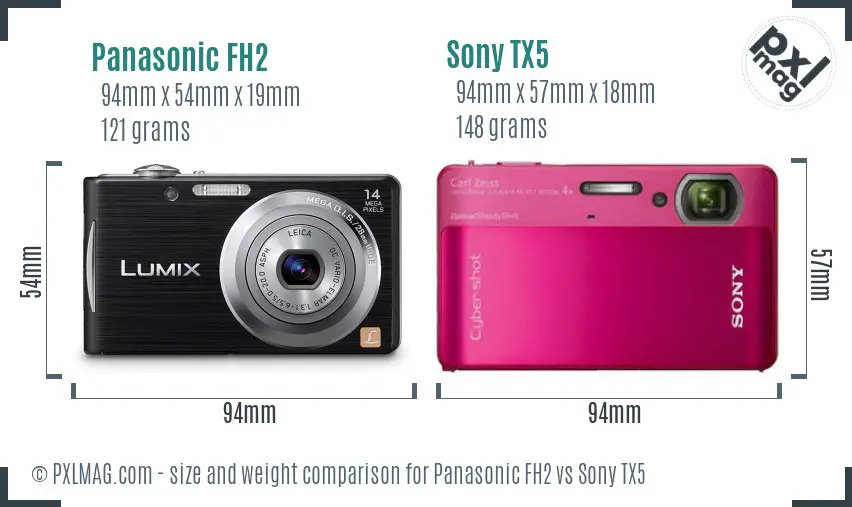 Panasonic FH2 vs Sony TX5 size comparison