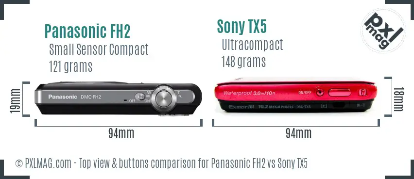 Panasonic FH2 vs Sony TX5 top view buttons comparison