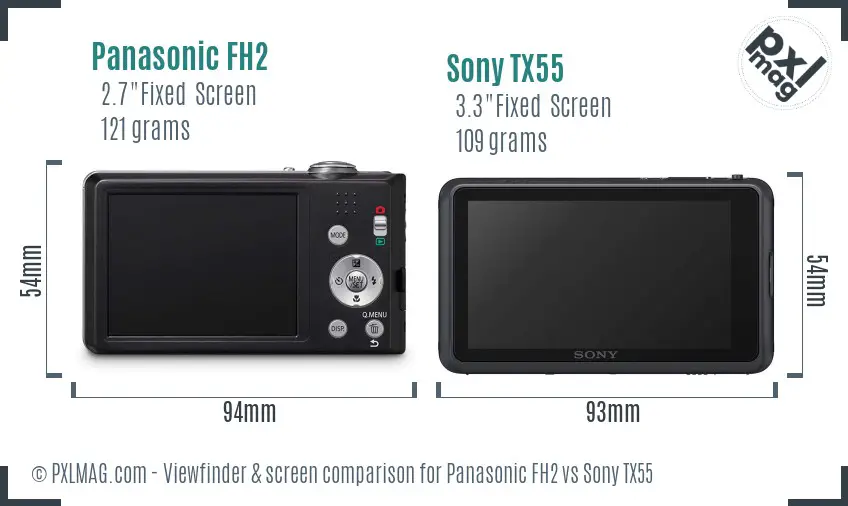 Panasonic FH2 vs Sony TX55 Screen and Viewfinder comparison