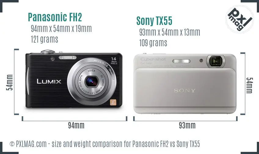 Panasonic FH2 vs Sony TX55 size comparison