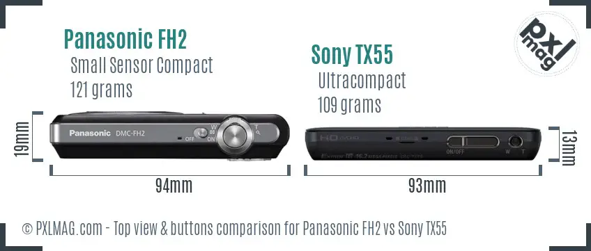 Panasonic FH2 vs Sony TX55 top view buttons comparison