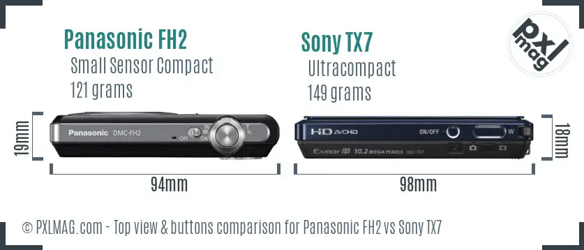 Panasonic FH2 vs Sony TX7 top view buttons comparison