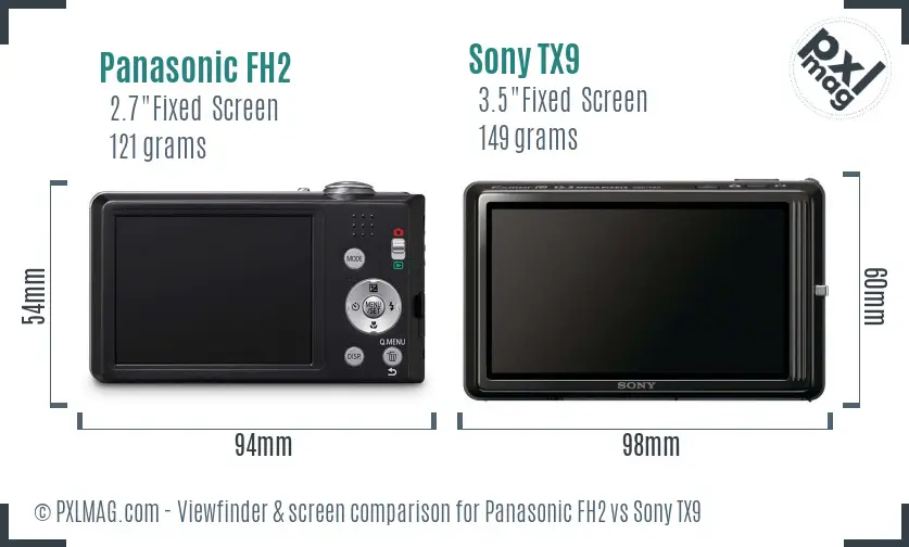 Panasonic FH2 vs Sony TX9 Screen and Viewfinder comparison Panasonic FH2 vs Sony TX9 Screen and Viewfinder comparison