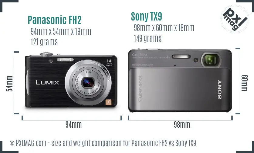 Panasonic FH2 vs Sony TX9 size comparison Panasonic FH2 vs Sony TX9 size comparison