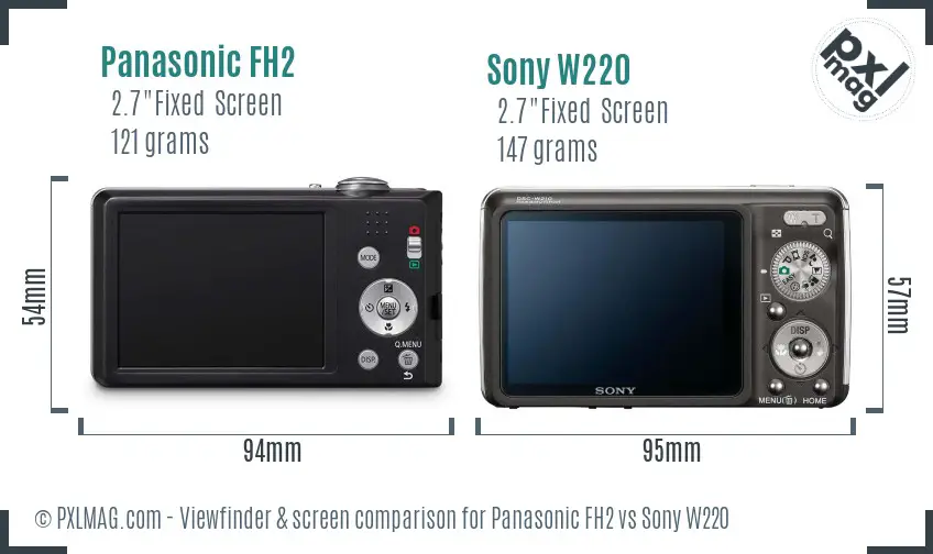 Panasonic FH2 vs Sony W220 Screen and Viewfinder comparison