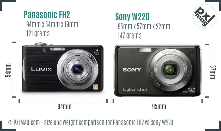 Panasonic FH2 vs Sony W220 size comparison