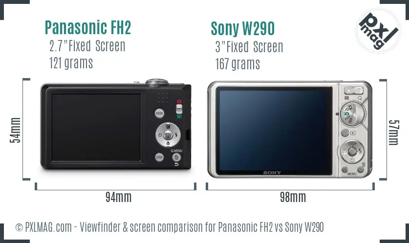 Panasonic FH2 vs Sony W290 Screen and Viewfinder comparison