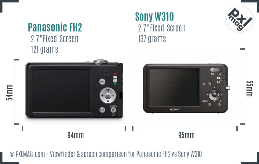 Panasonic FH2 vs Sony W310 Screen and Viewfinder comparison