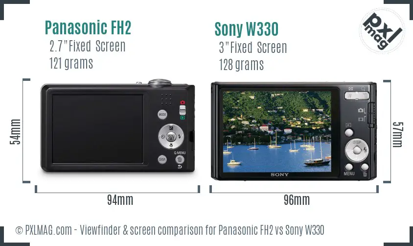 Panasonic FH2 vs Sony W330 Screen and Viewfinder comparison
