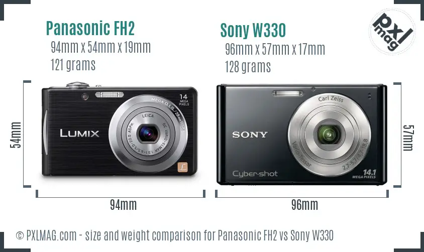 Panasonic FH2 vs Sony W330 size comparison