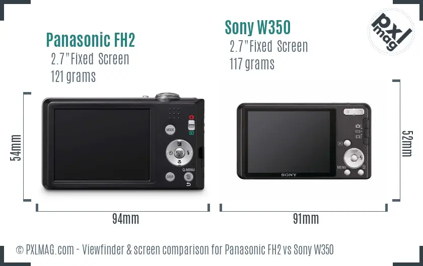 Panasonic FH2 vs Sony W350 Screen and Viewfinder comparison