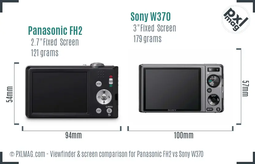 Panasonic FH2 vs Sony W370 Screen and Viewfinder comparison