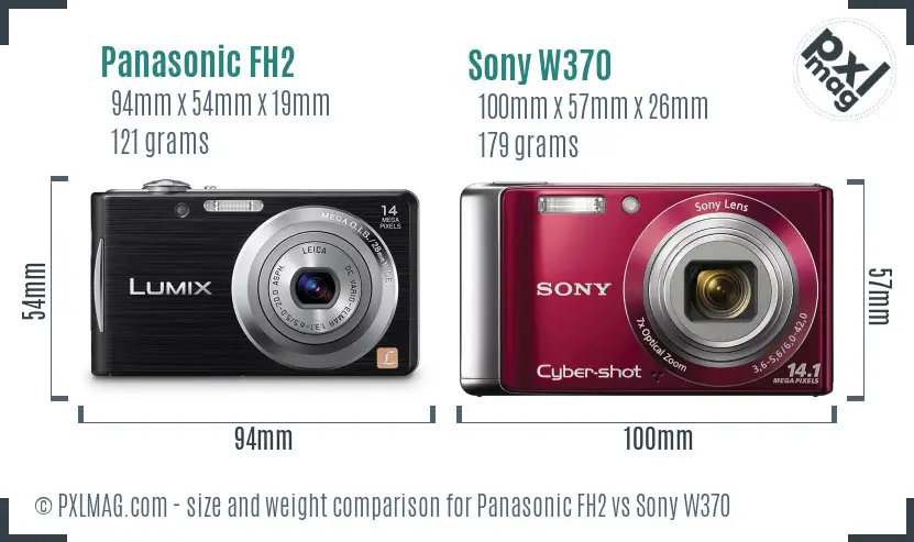 Panasonic FH2 vs Sony W370 size comparison