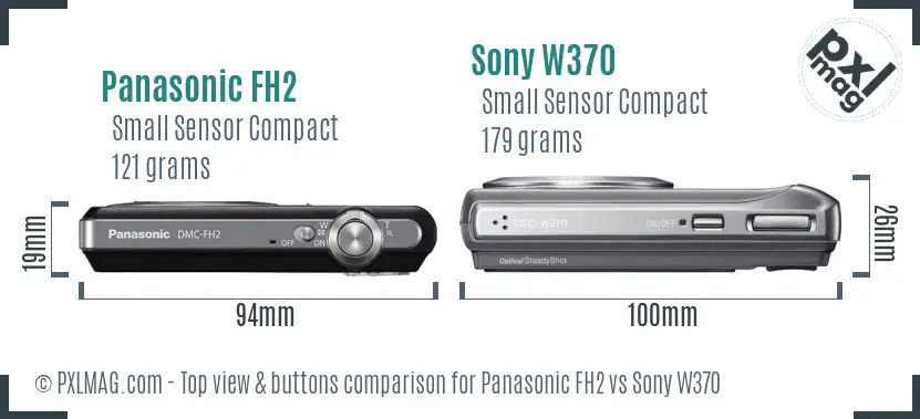 Panasonic FH2 vs Sony W370 top view buttons comparison