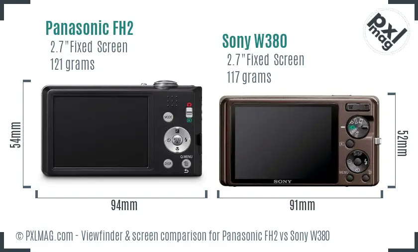 Panasonic FH2 vs Sony W380 Screen and Viewfinder comparison