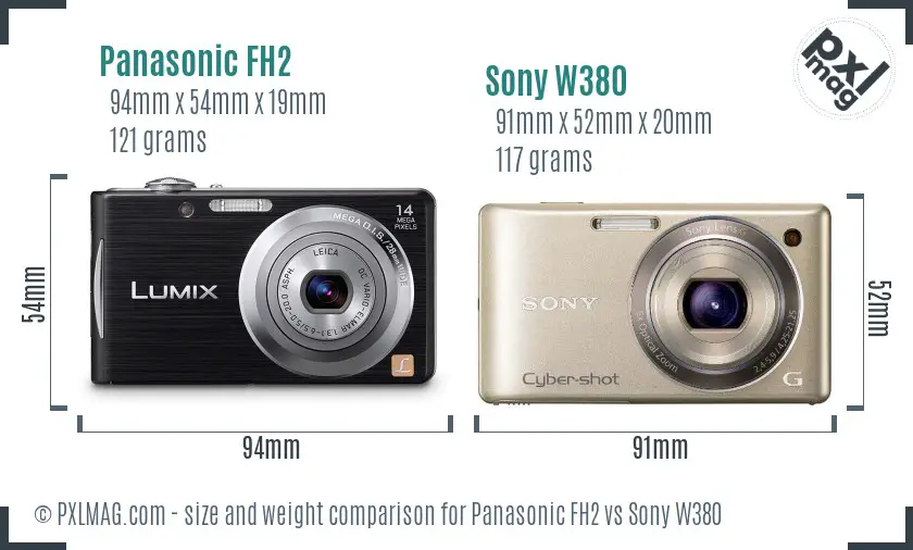 Panasonic FH2 vs Sony W380 size comparison