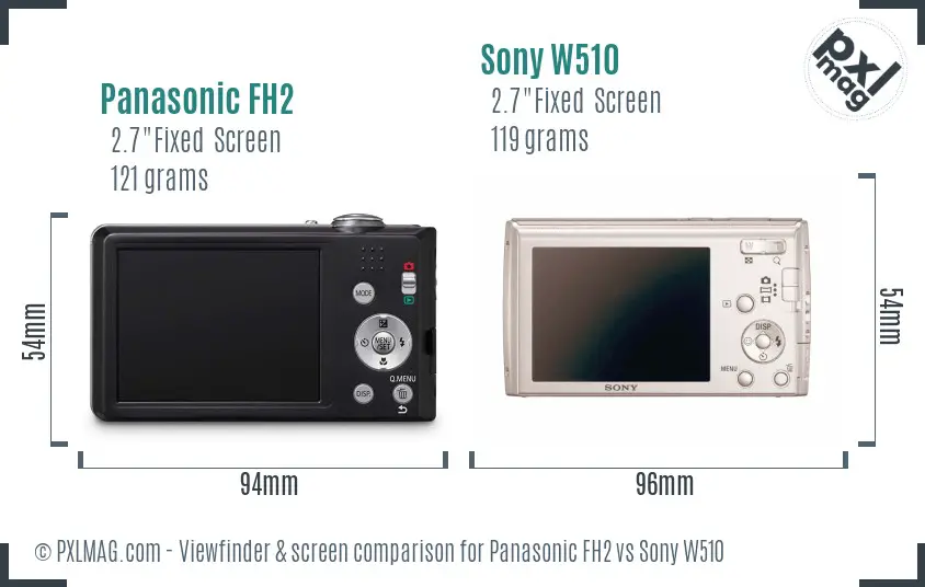 Panasonic FH2 vs Sony W510 Screen and Viewfinder comparison
