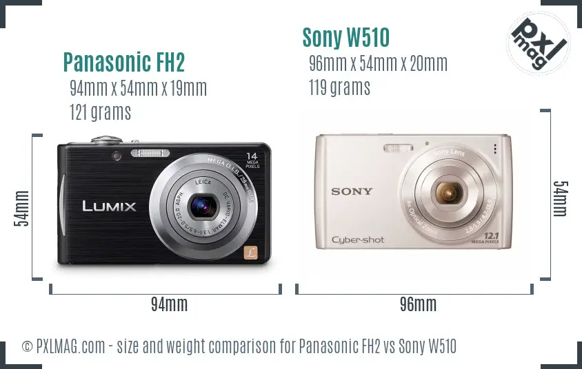 Panasonic FH2 vs Sony W510 size comparison