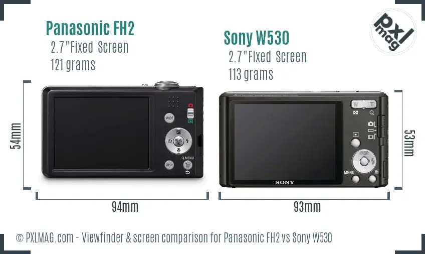 Panasonic FH2 vs Sony W530 Screen and Viewfinder comparison Panasonic FH2 vs Sony W530 Screen and Viewfinder comparison