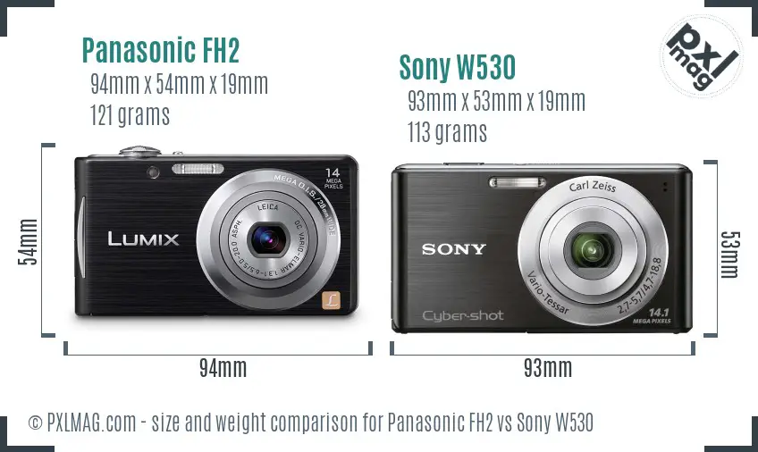 Panasonic FH2 vs Sony W530 size comparison Panasonic FH2 vs Sony W530 size comparison